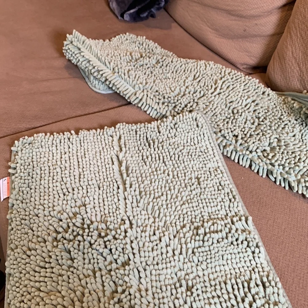 Belabor 100% polyester Sage Green Bath Rugs!